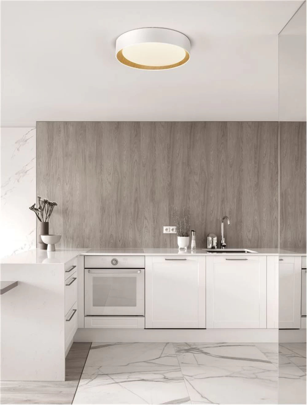 Plafoniera structura din Aluminiu Alb si abajur din Acrilic  H9xL60cm IP20 50W 3166lm 3000k STAKE