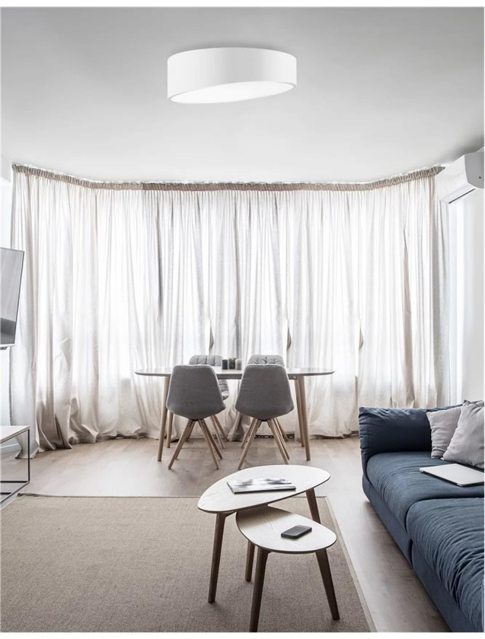 Plafoniera structura din Aluminiu Alb si abajur din Acrilic  H12xL50cm IP20 60W 4280lm 3000k MAGGIO