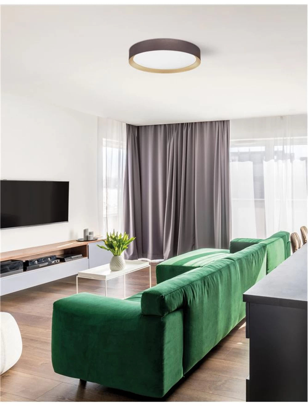 Plafoniera structura din Aluminiu Maro si abajur din Acrilic Alb H8.5xL55cm IP20 47W 3525lm 3000k LUTON