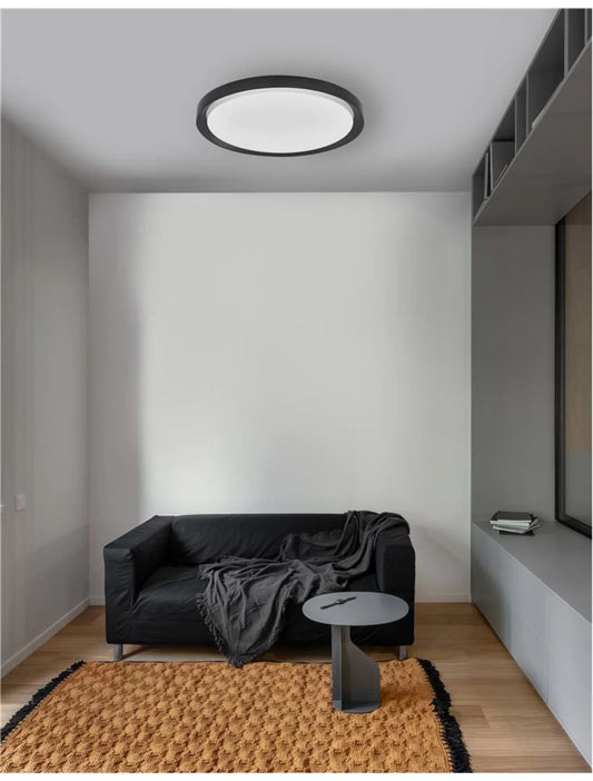 Plafoniera structura din Metal Negru si abajur din Acrilic Alb H7.5xL56cm IP20 50W 2750lm 3000k TROY