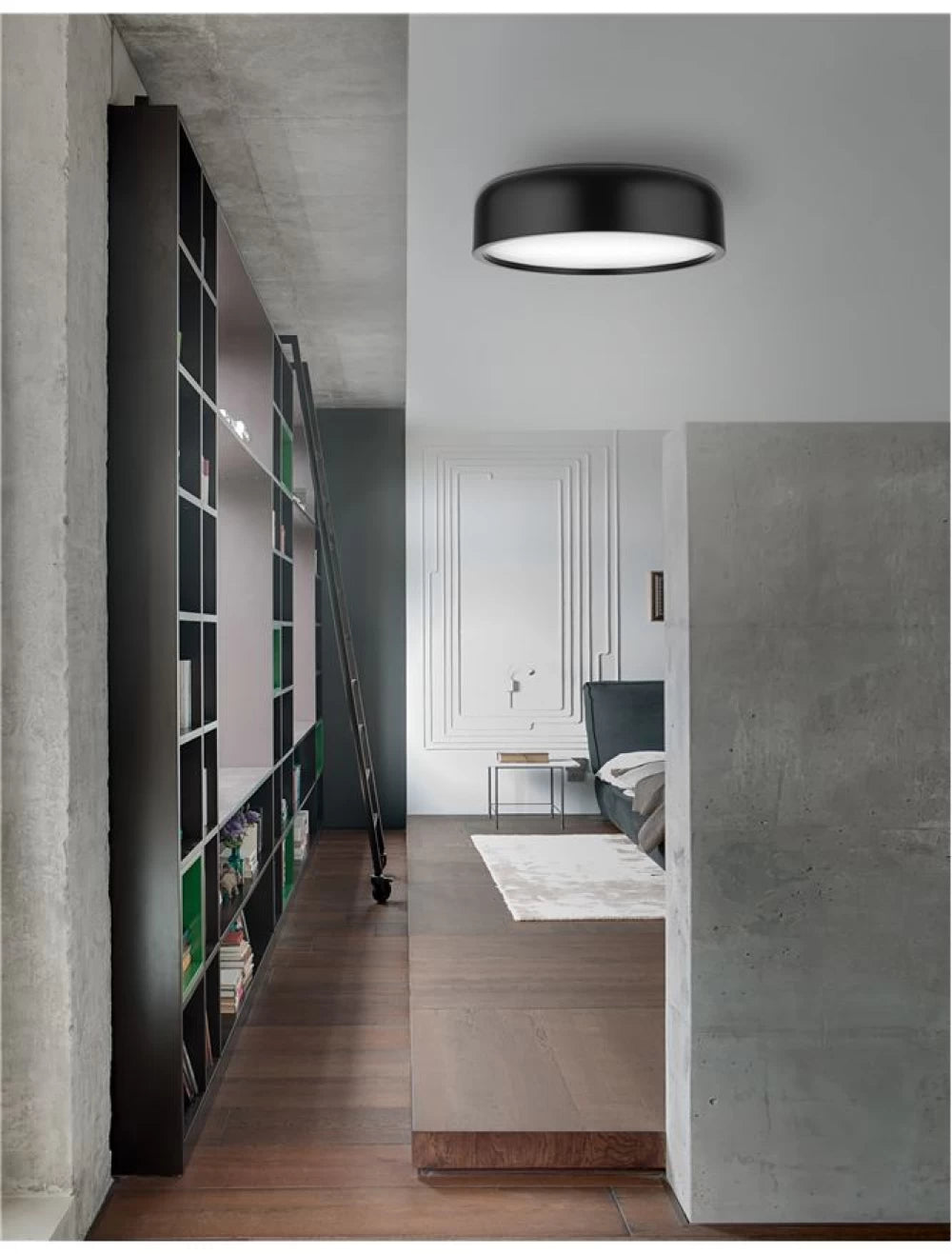 Plafoniera structura din Metal Negru si abajur din Acrilic Alb H13xL35cm IP20 PERLETO