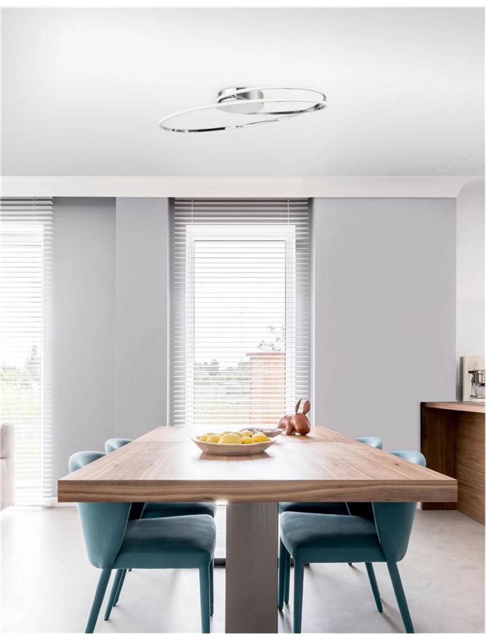 Plafoniera structura din Aluminiu Argintiu si abajur din Acrilic Alb H15xL60cm IP20 28W 1950lm 3000k VIARREGIO