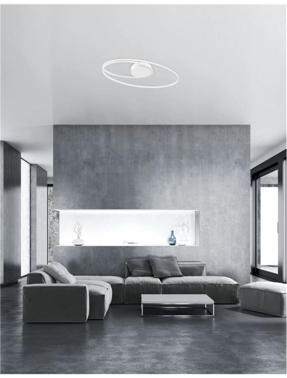 Plafoniera structura din Aluminiu Alb si abajur din Acrilic Alb H15xL60cm IP20 28W 1950lm 3000k VIARREGIO