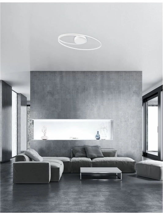 Plafoniera structura din Aluminiu Alb si abajur din Acrilic Alb H15xL60cm IP20 28W 1950lm 3000k VIARREGIO