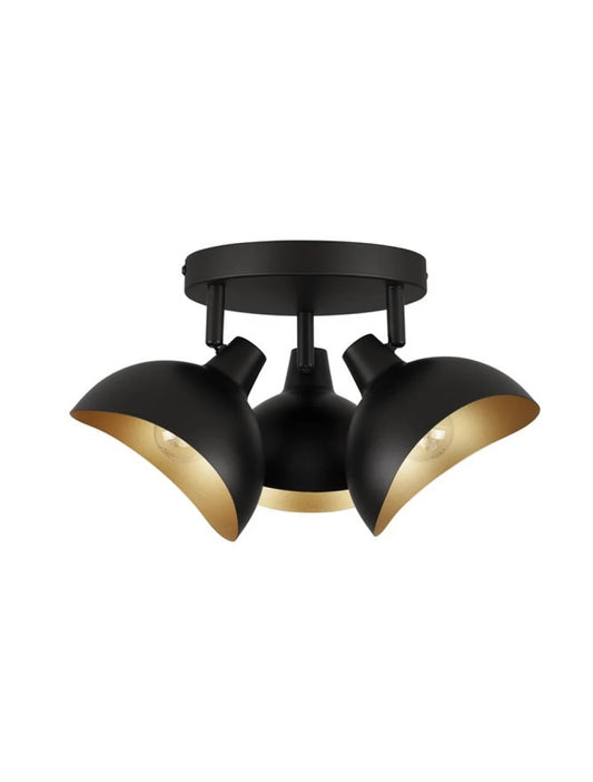 Plafoniera din Metal Negru/Auriu H12xL18cm IP20 GETI