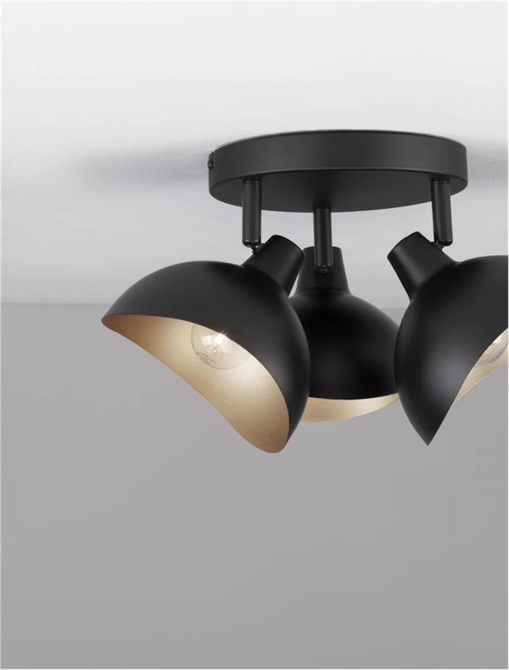 Plafoniera din Metal Negru/Auriu H12xL18cm IP20 GETI