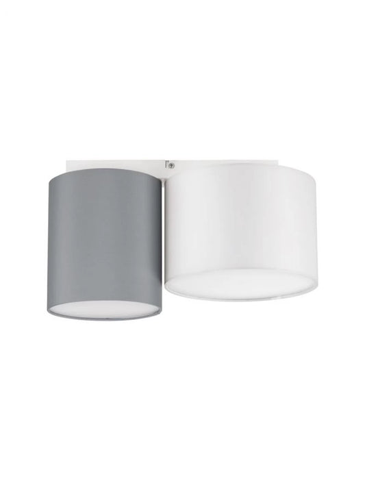Plafoniera structura din Metal Alb si abajur din Textil Multicolor H17xL35cm IP20 BRYSON