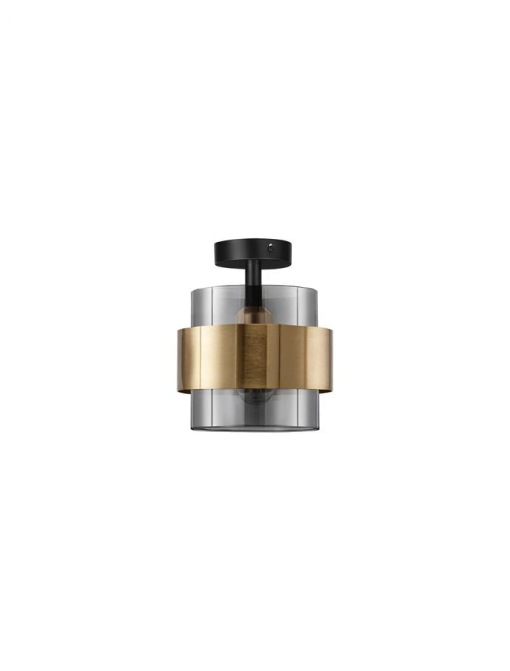 Plafoniera structura din Metal Auriu si abajur din Sticla Fumuriu H21.5xL18cm IP20 SIANNA
