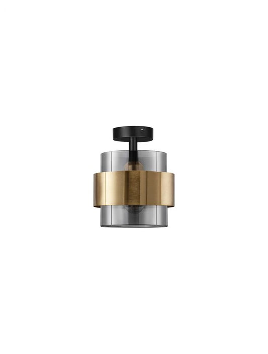Plafoniera structura din Metal Auriu si abajur din Sticla Fumuriu H21.5xL18cm IP20 SIANNA