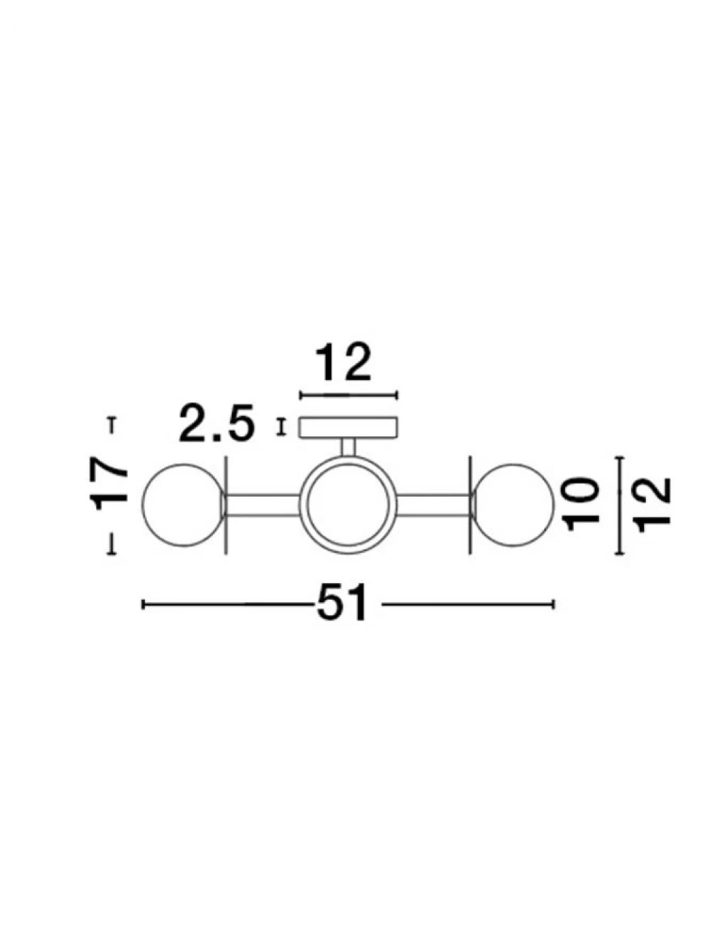 Plafoniera structura din Metal Auriu si abajur din Sticla Alb H17xL51cm IP20 PIELO