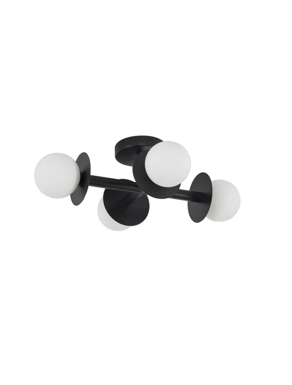 Plafoniera structura din Metal Negru si abajur din Sticla Alb H17xL51cm IP20 PIELO
