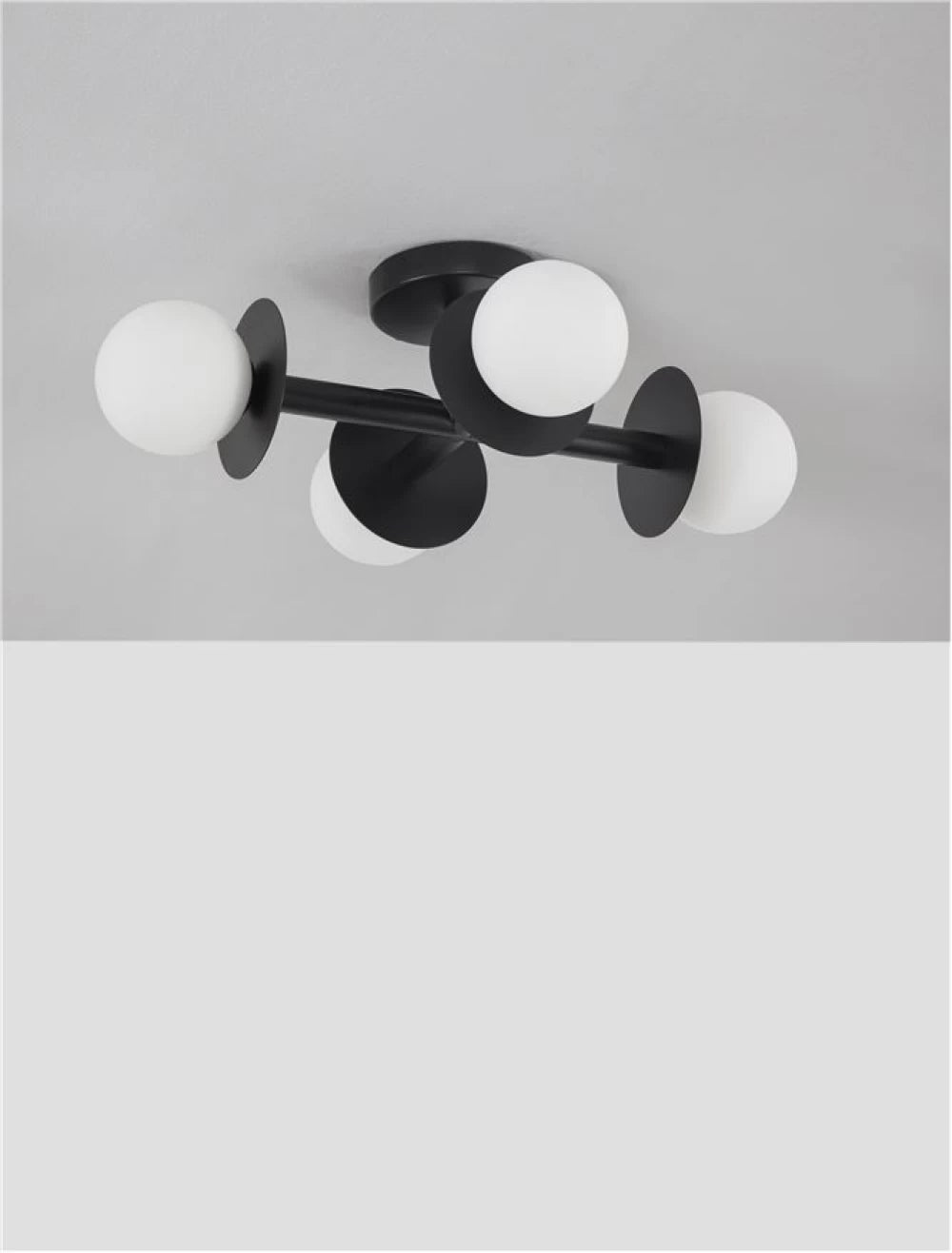 Plafoniera structura din Metal Negru si abajur din Sticla Alb H17xL51cm IP20 PIELO