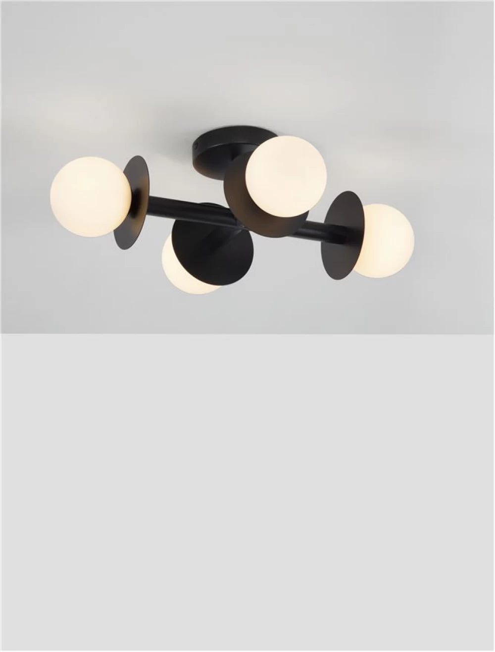Plafoniera structura din Metal Negru si abajur din Sticla Alb H17xL51cm IP20 PIELO