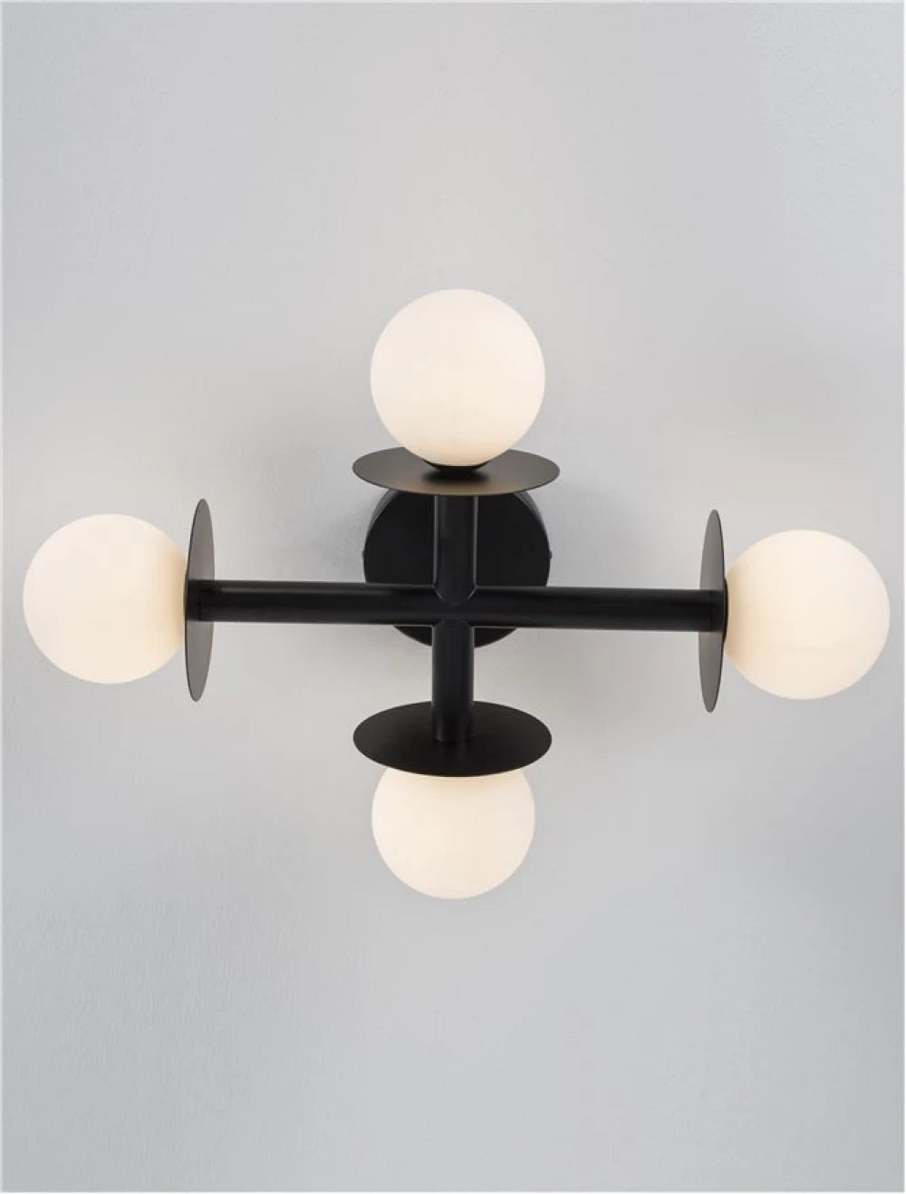 Plafoniera structura din Metal Negru si abajur din Sticla Alb H17xL51cm IP20 PIELO