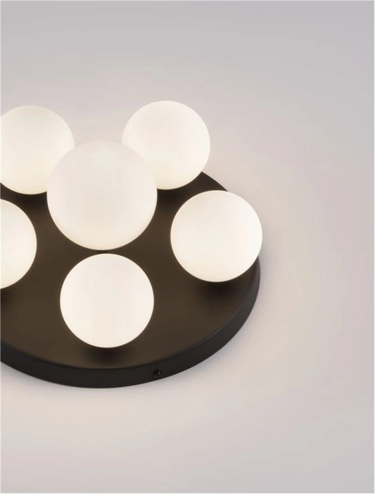 Plafoniera structura din Aluminiu Negru si abajur din Sticla Alb H17xL35cm IP20 EDEM