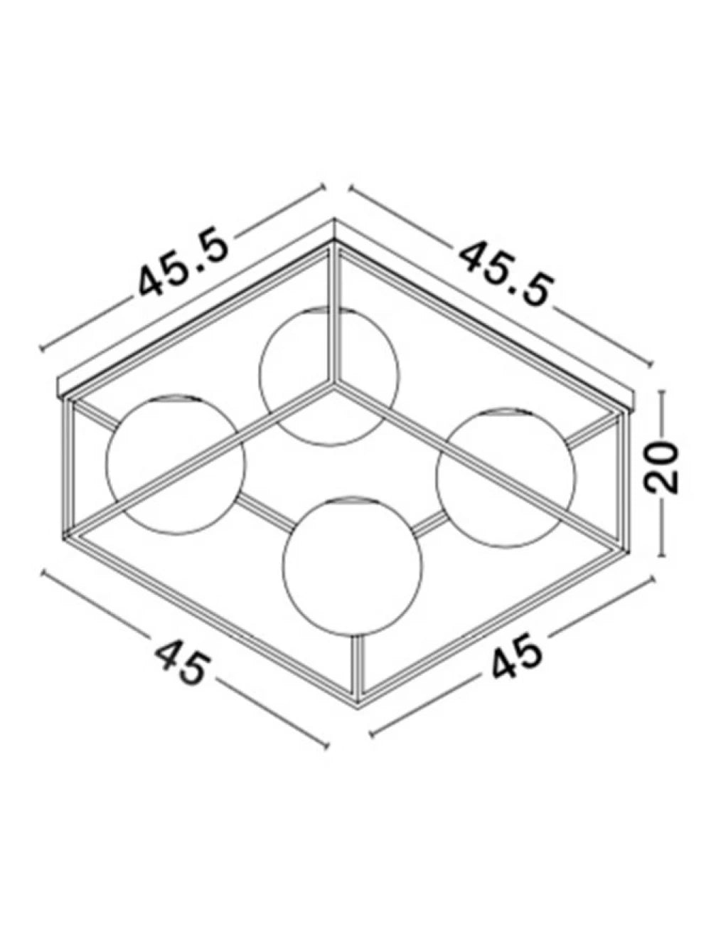 Plafoniera structura din Metal Negru/Auriu si abajur din Sticla Alb H20xL45cm IP20 JULIET