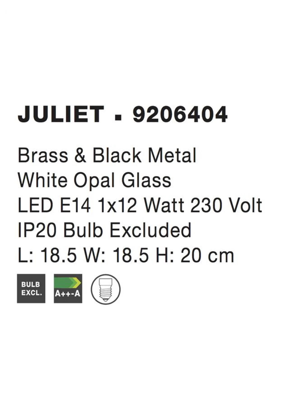 Plafoniera structura din Metal Negru/Auriu si abajur din Sticla Alb H20xL18.5cm IP20 JULIET