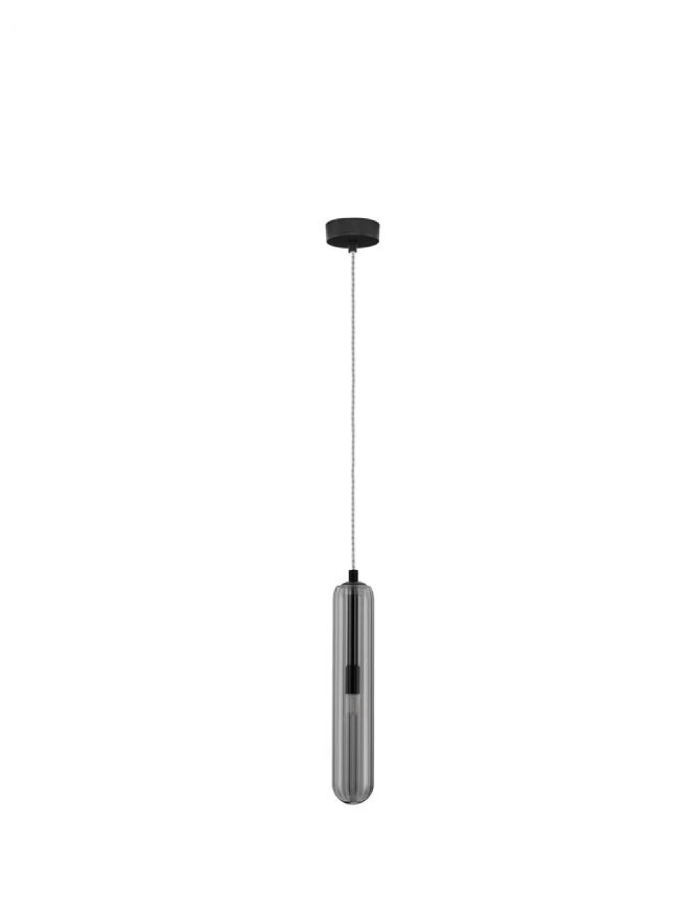 Pendul structura din Metal Negru si abajur din Sticla Fumuriu H120xL6cm IP20 GUSTAVE