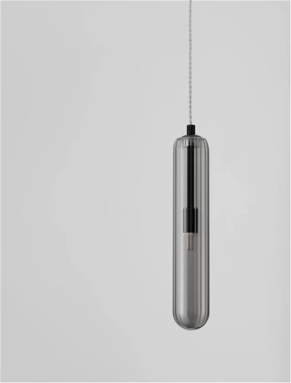 Pendul structura din Metal Negru si abajur din Sticla Fumuriu H120xL6cm IP20 GUSTAVE