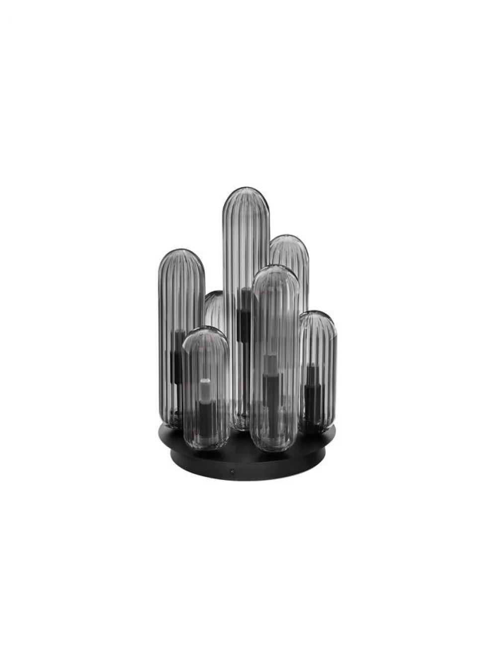Plafoniera structura din Metal Negru si abajur din Sticla Fumuriu H35.5xL6cm IP20 GUSTAVE