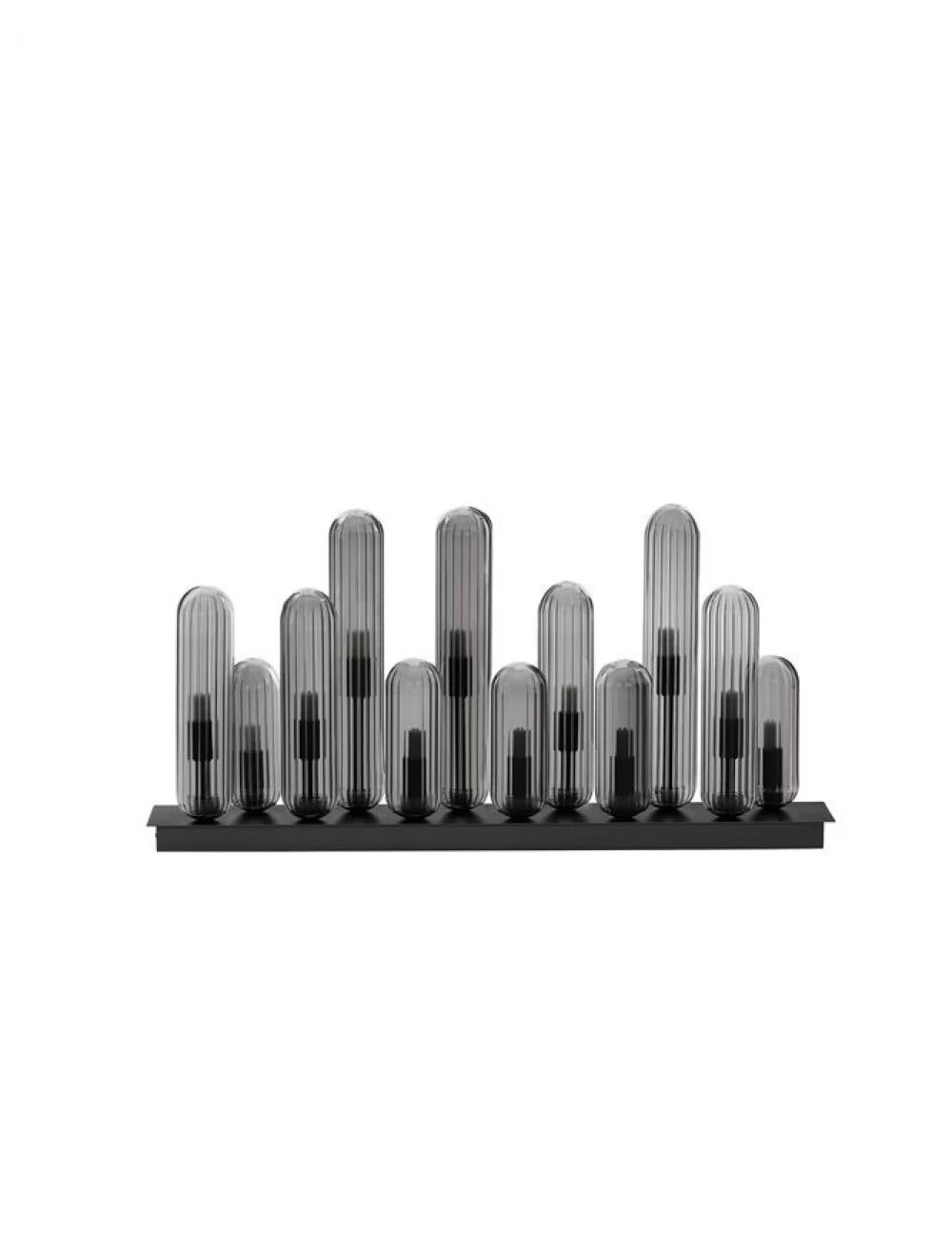 Plafoniera structura din Metal Negru si abajur din Sticla Fumuriu H35.5xL6cm IP20 GUSTAVE