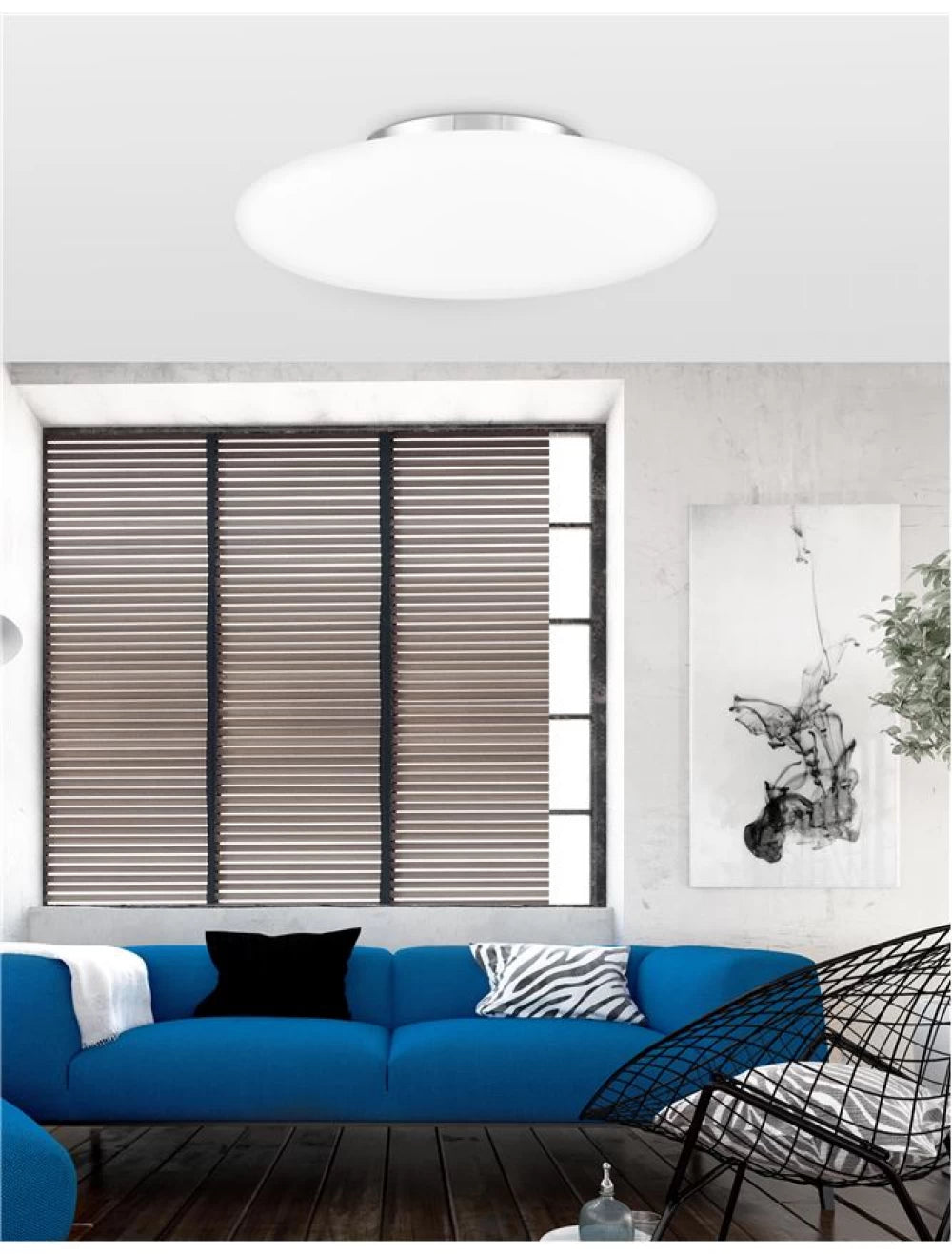Plafoniera structura din Metal Argintiu si abajur din Sticla Alb H14xL42cm IP20 PRESSIONE