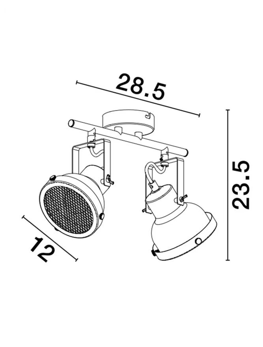 Plafoniera structura din Metal Negru si abajur din Metal Negru H23.5xL28.5cm IP20 RUVI