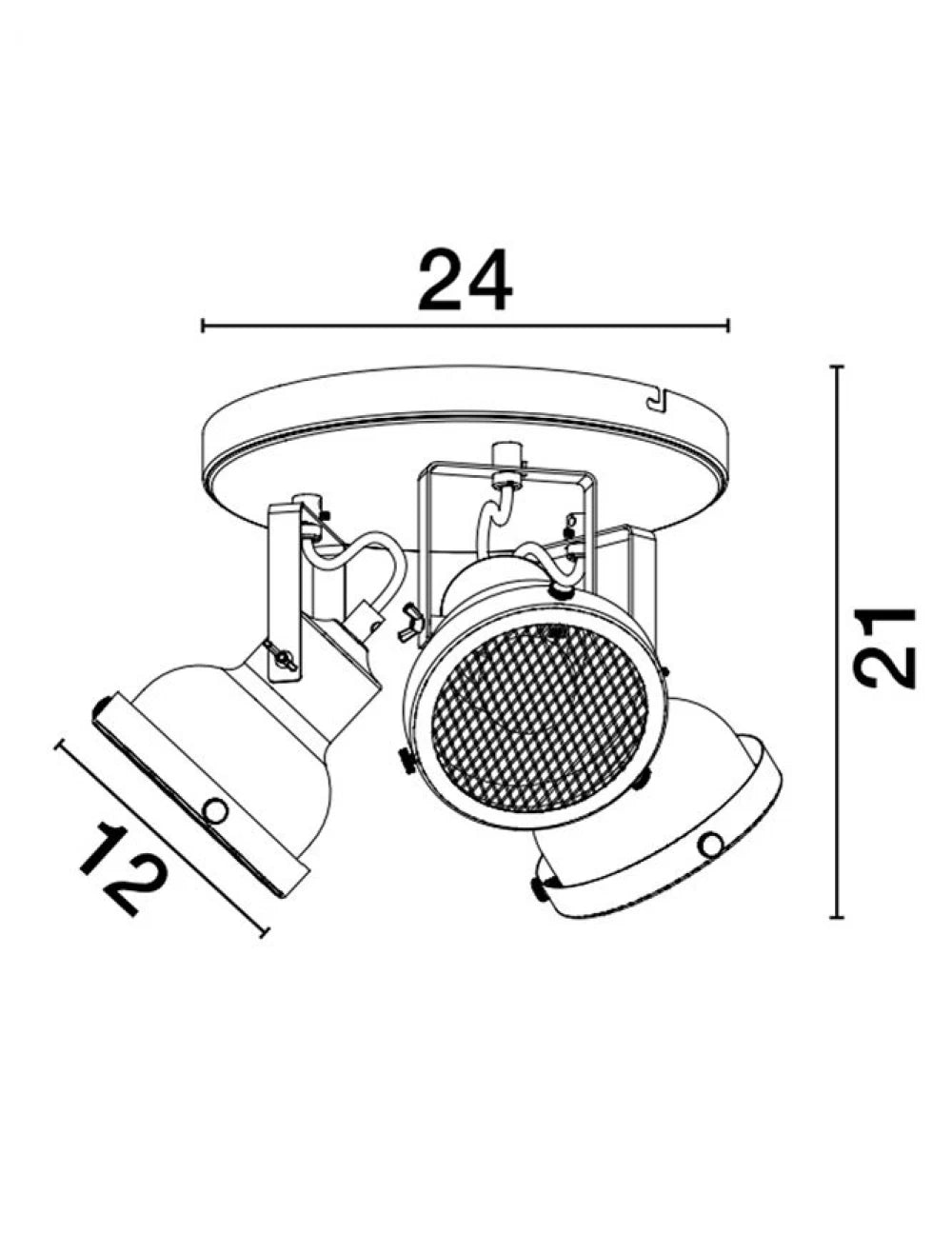 Plafoniera structura din Metal Negru si abajur din Metal Negru H22xL24cm IP20 RUVI