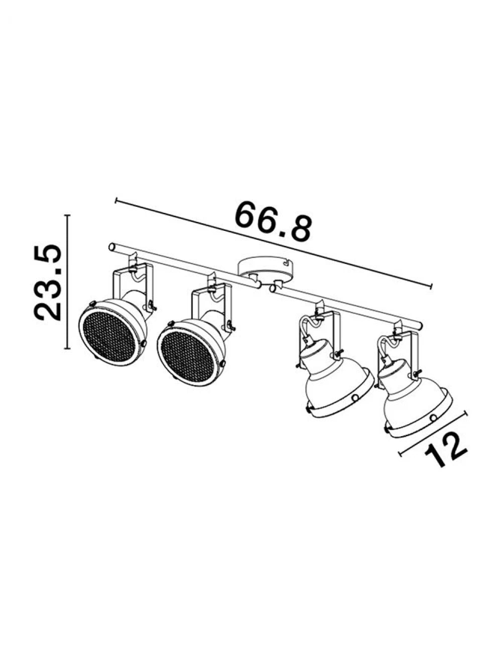 Plafoniera structura din Metal Negru si abajur din Metal Negru H25.5xL66.8cm IP20 RUVI