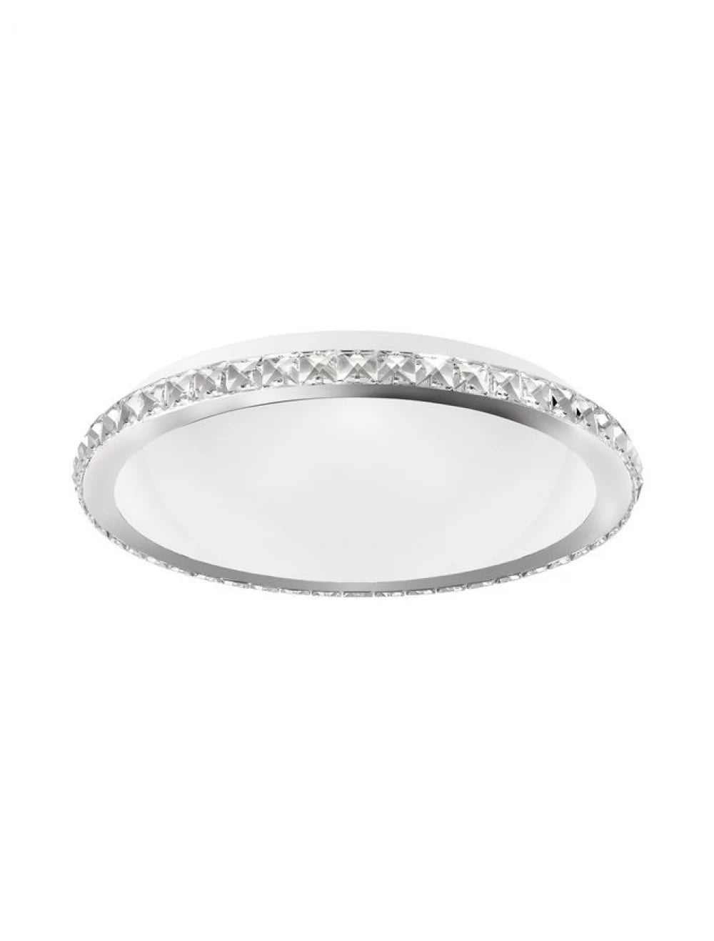 Plafoniera structura din Metal Argintiu si abajur din Sticla si Cristal K9 Alb/Transparent H9xL38cm IP20 PALERMO