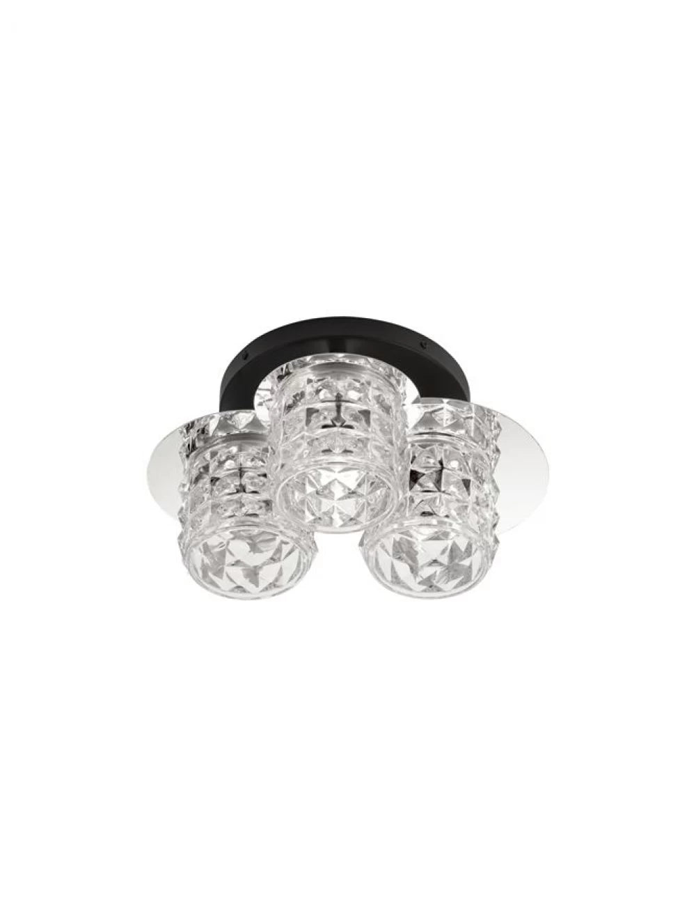 Plafoniera structura din Metal Argintiu/Negru si abajur din Sticla Transparent H20xL36cm IP20 LAWAN