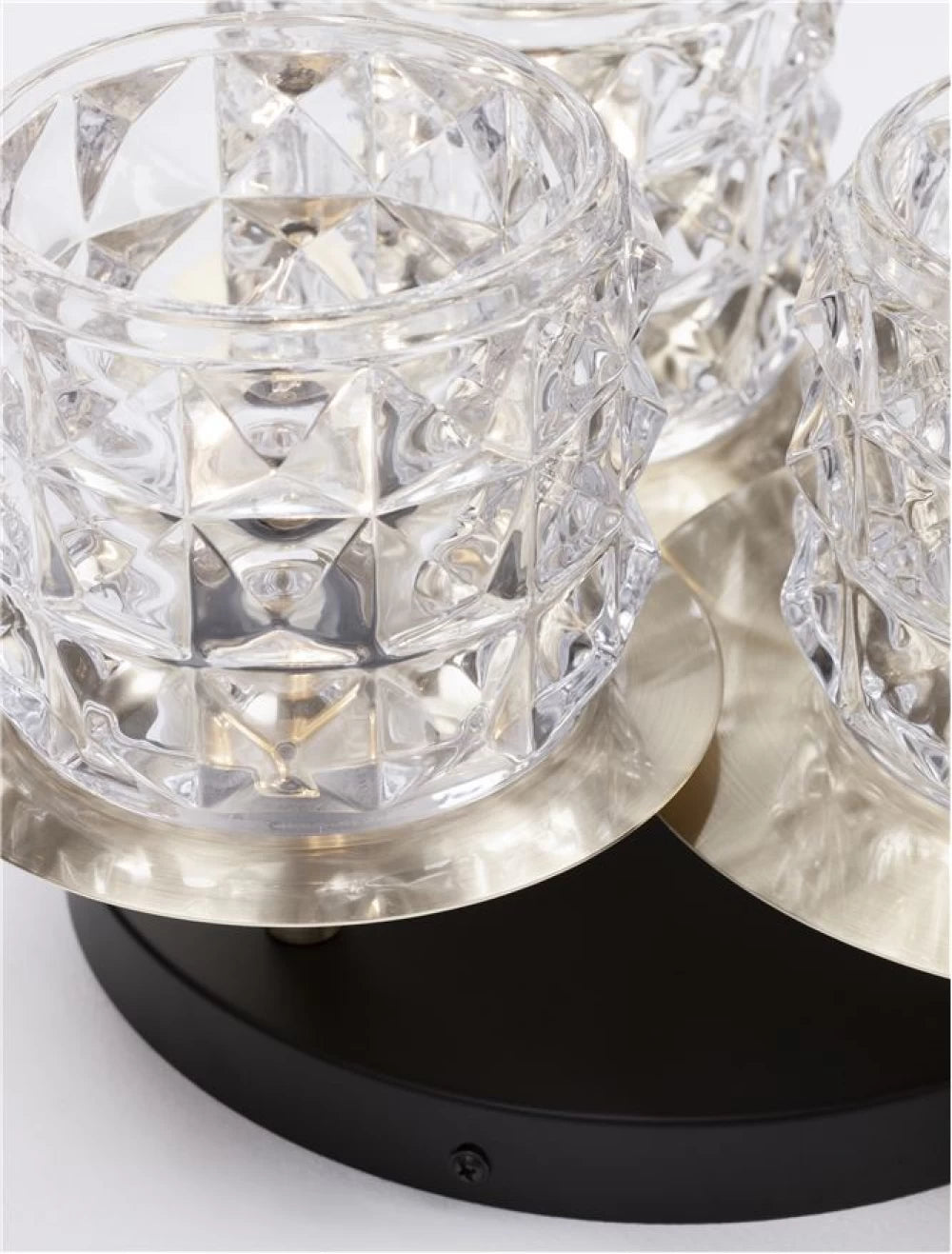 Plafoniera structura din Metal Negru/Auriu si abajur din Sticla Transparent H20xL36cm IP20 LAWAN