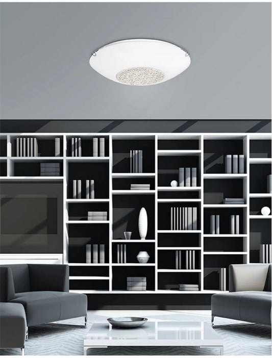 Plafoniera structura din Metal Alb si abajur din Sticla si Cristal Alb/Transparent H12xL50cm IP20 ERA