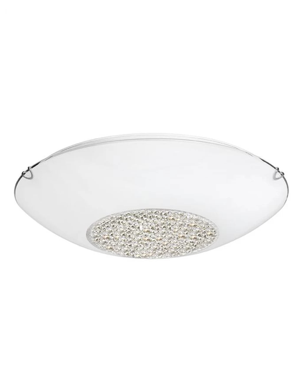 Plafoniera structura din Metal Alb si abajur din Sticla si Cristal Alb/Transparent H8xL30cm IP20 ERA
