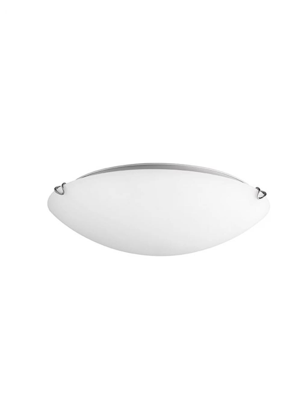 Plafoniera structura din Metal Argintiu si abajur din Sticla Alb H9.5xL40cm IP20 ANCO
