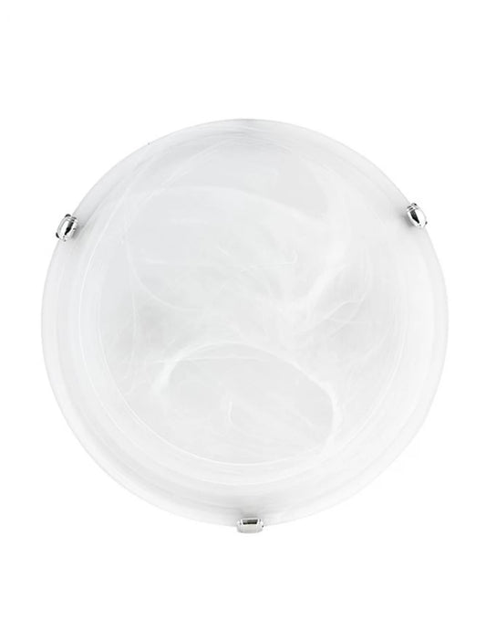 Plafoniera structura din Metal Argintiu si abajur din Sticla Alb H9.5xL40cm IP20 GIORNO