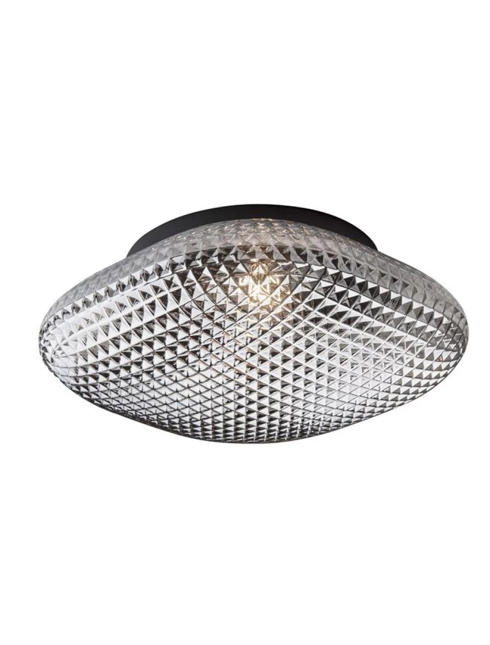 Plafoniera structura din Metal Negru si abajur din Sticla Fumuriu H11xL25cm IP44 SENS