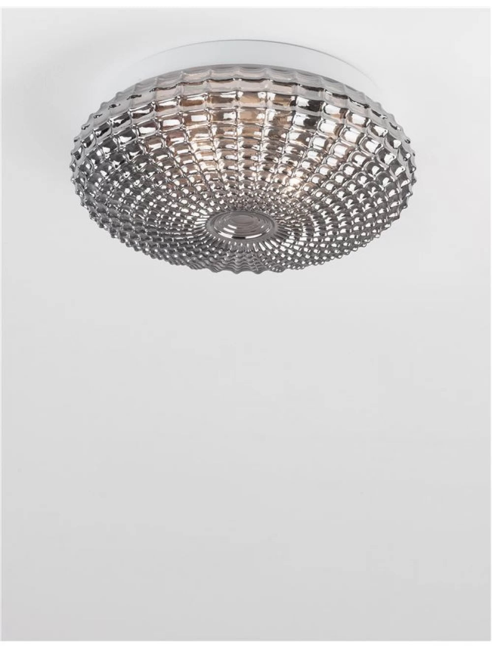Plafoniera structura din Metal Negru si abajur din Sticla Fumuriu H12xL30cm IP44 CLAM
