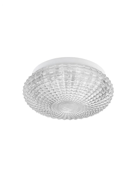 Plafoniera structura din Metal Alb si abajur din Sticla Transparent H12xL30cm IP44 CLAM