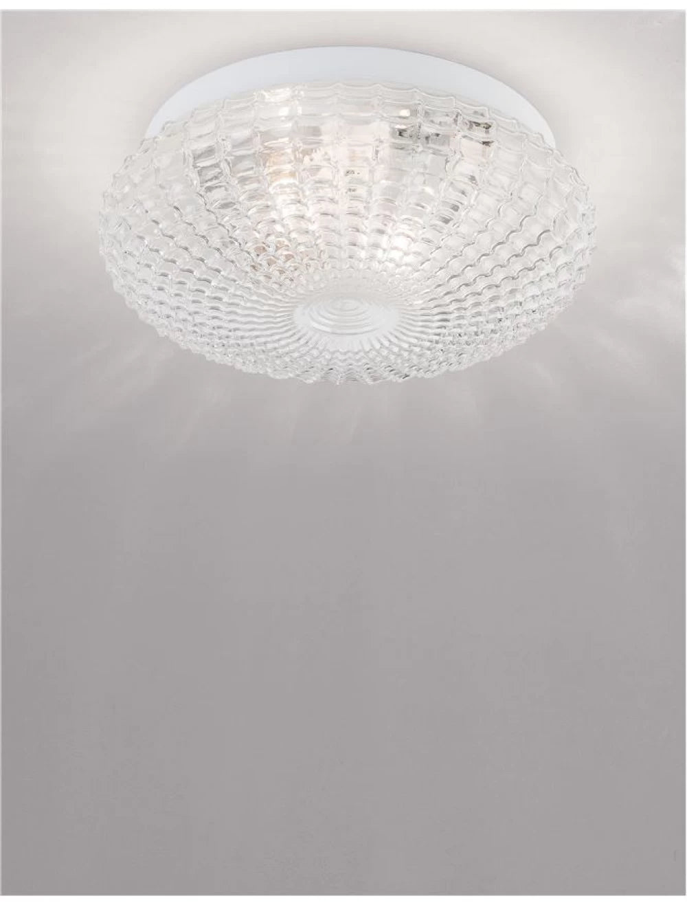 Plafoniera structura din Metal Alb si abajur din Sticla Transparent H12xL30cm IP44 CLAM