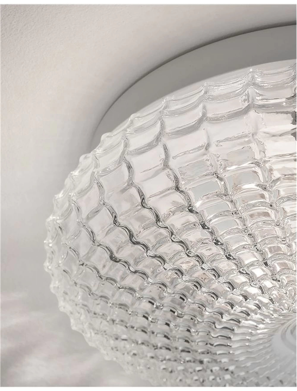 Plafoniera structura din Metal Alb si abajur din Sticla Transparent H12xL30cm IP44 CLAM
