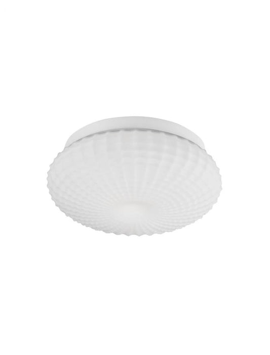 Plafoniera structura din Metal Alb si abajur din Sticla Alb H12xL30cm IP44 CLAM