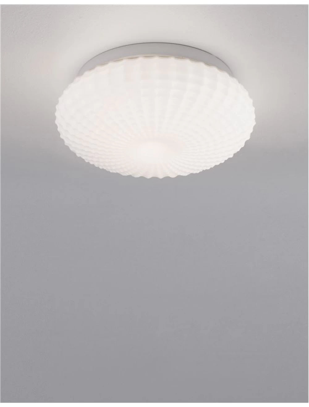 Plafoniera structura din Metal Alb si abajur din Sticla Alb H12xL30cm IP44 CLAM