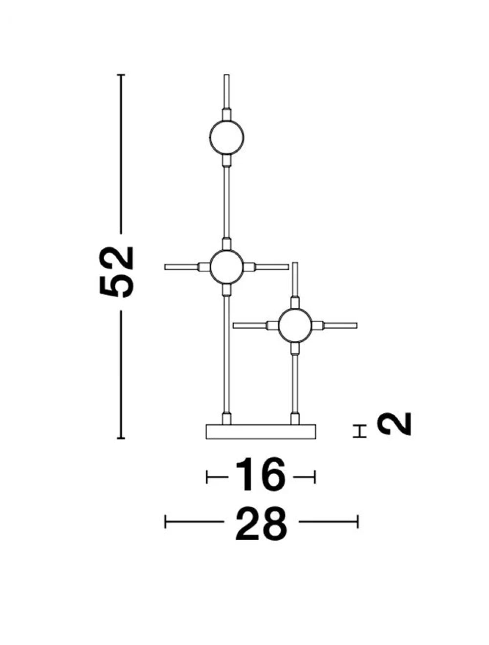 Veioza structura din Metal Auriu si abajur din Acrilic Alb H52xL28cm IP20 9W 609lm 3000k ATOMO