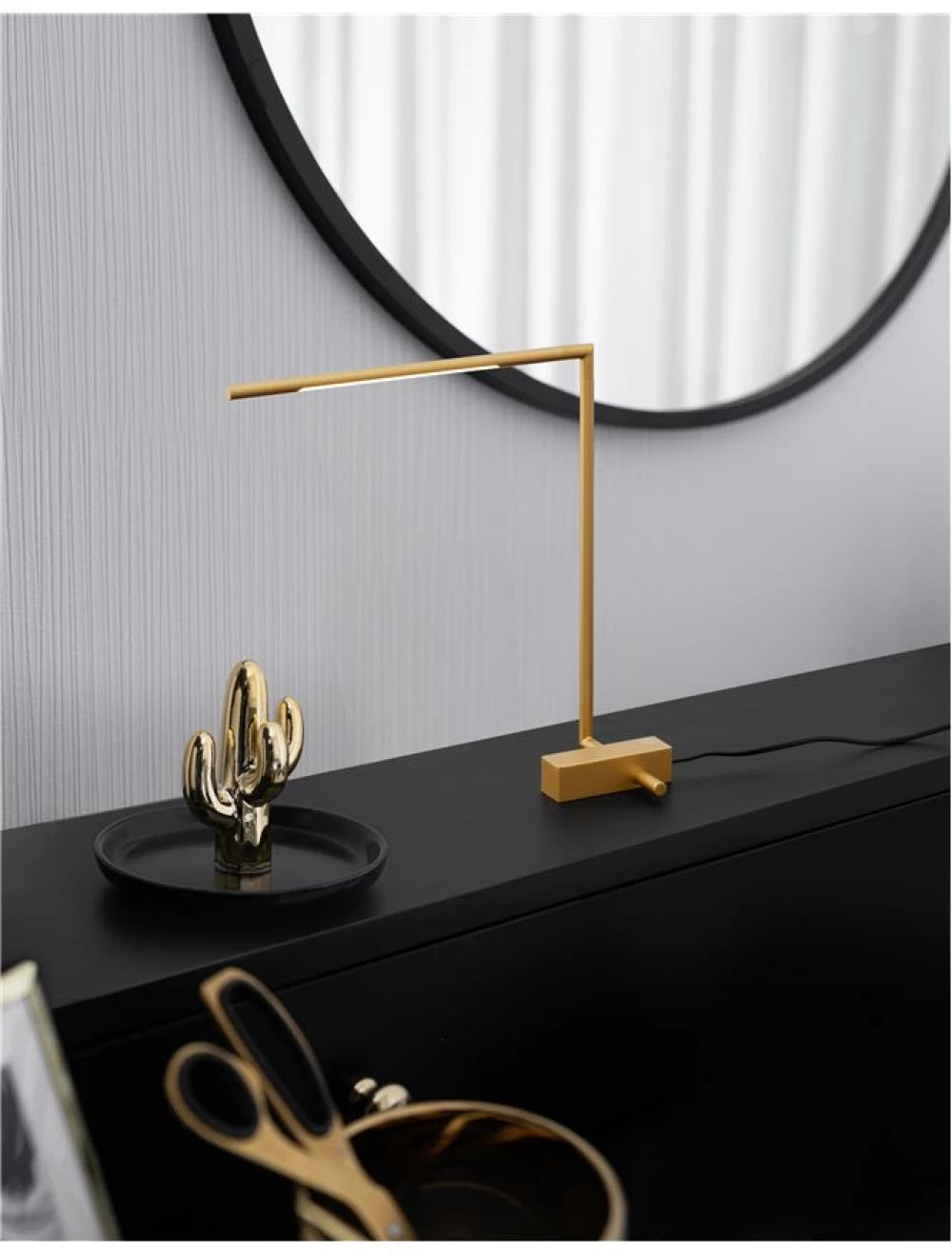 Veioza structura din Metal Auriu si abajur din Acrilic Alb H40xL36.5cm IP20 5W 377lm 3000k RACCIO