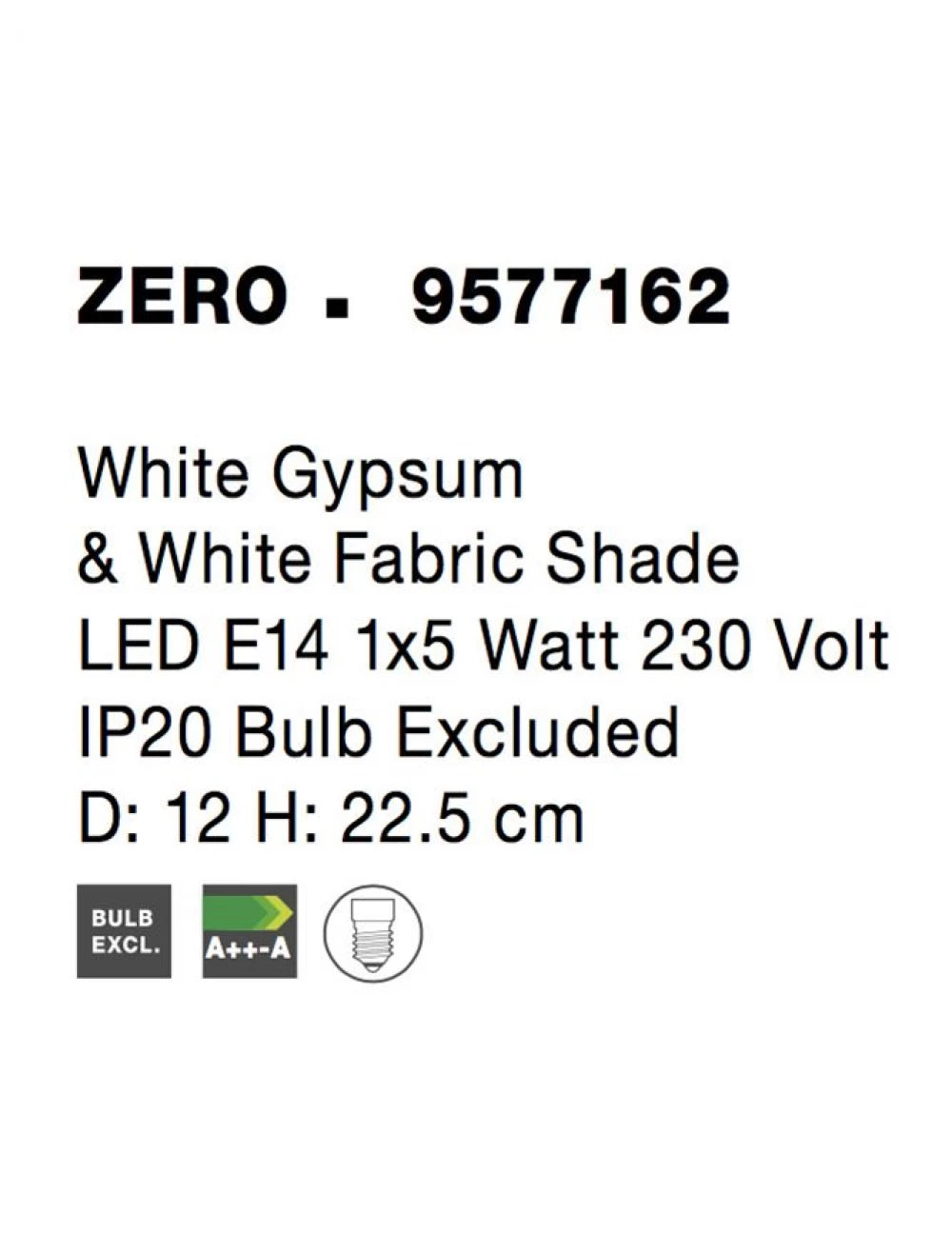 Veioza structura din Beton Alb si abajur din Textil Alb H22.5xL12cm IP20 ZERO