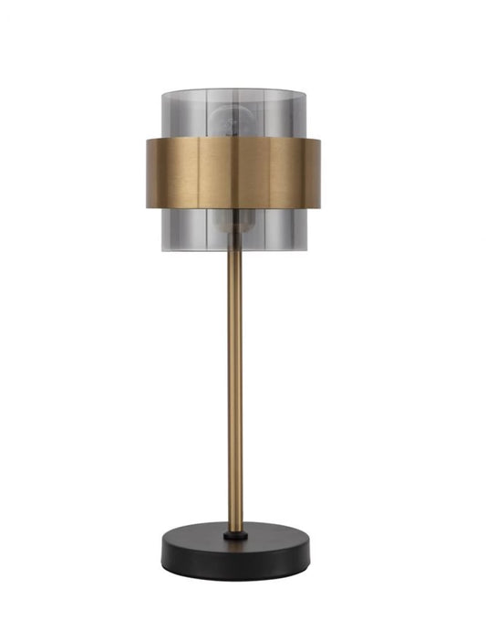 Veioza structura din Metal Auriu si abajur din Sticla Fumuriu H47xL18cm IP20 SIANNA