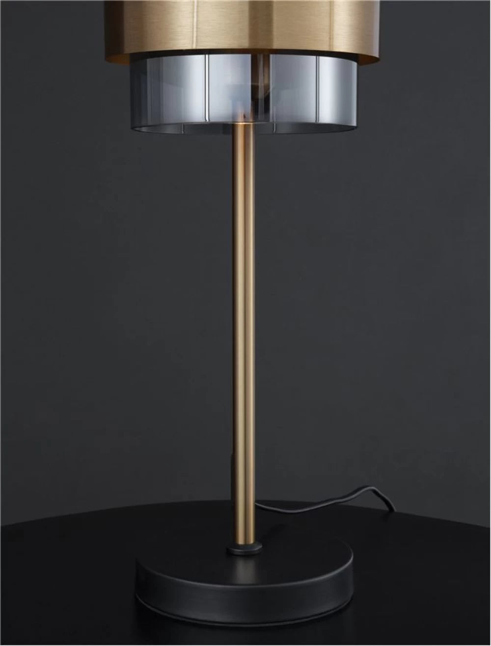 Veioza structura din Metal Auriu si abajur din Sticla Fumuriu H47xL18cm IP20 SIANNA