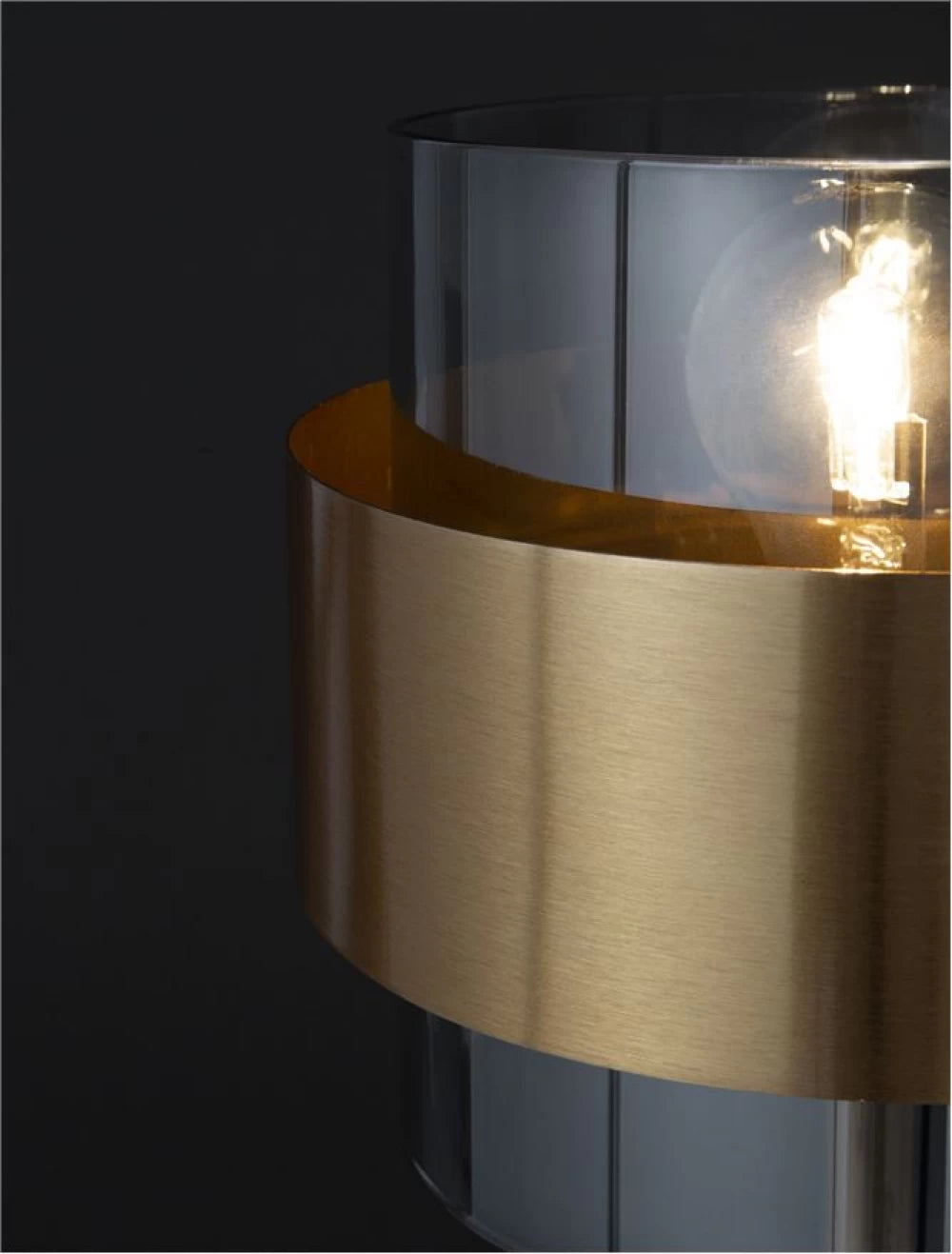 Veioza structura din Metal Auriu si abajur din Sticla Fumuriu H47xL18cm IP20 SIANNA