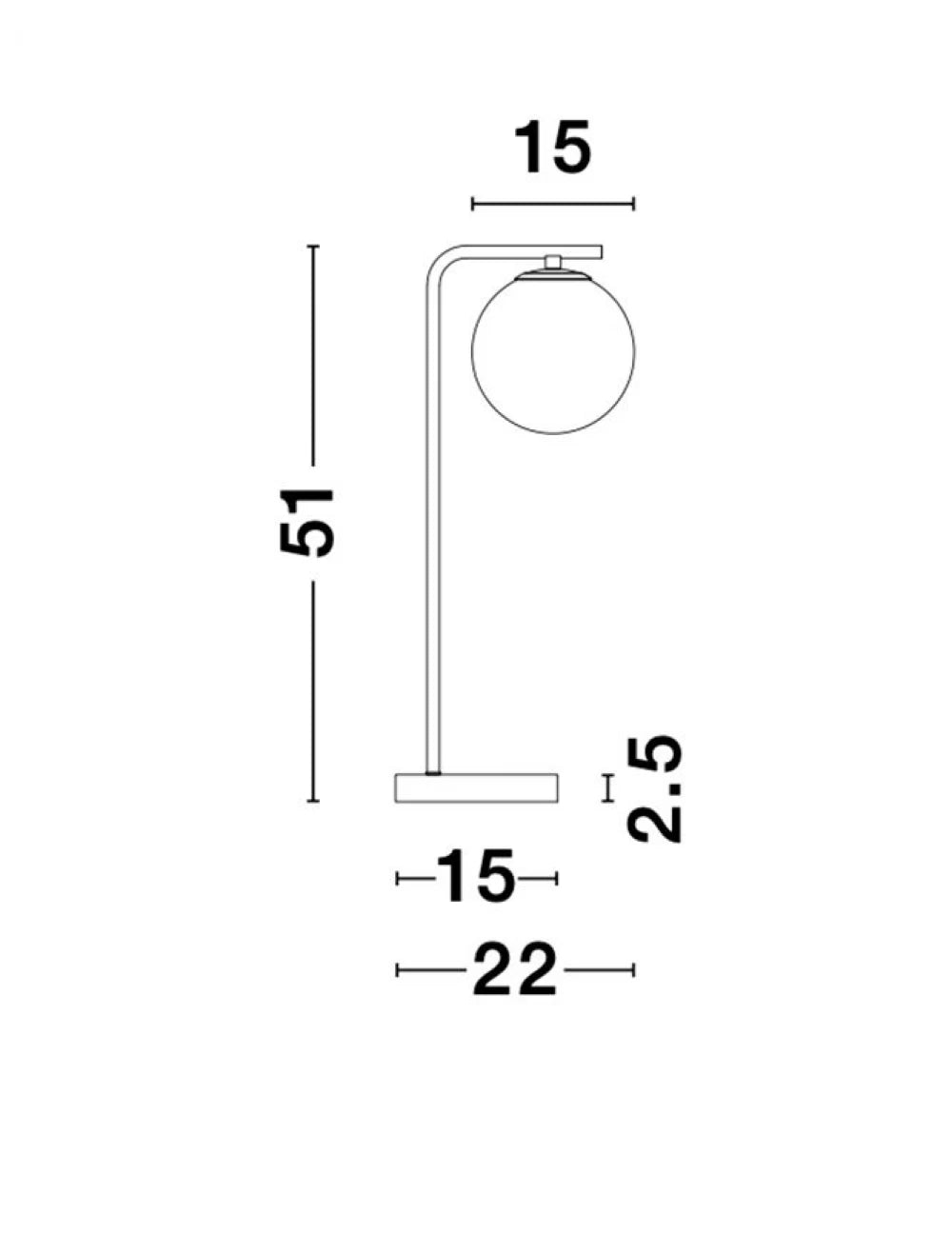 Veioza structura din Metal Negru/Auriu si abajur din Sticla Alb H51xL22cm IP20 ALVAREZ